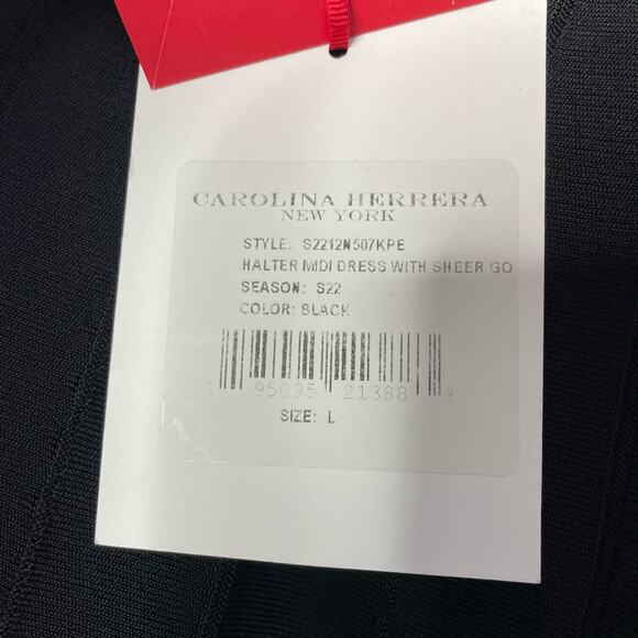 CAROLINA HERRERA Pleated Stretch-knit Midi Dress Fit Flare Elegant Minimalist L - Picture 15 of 16